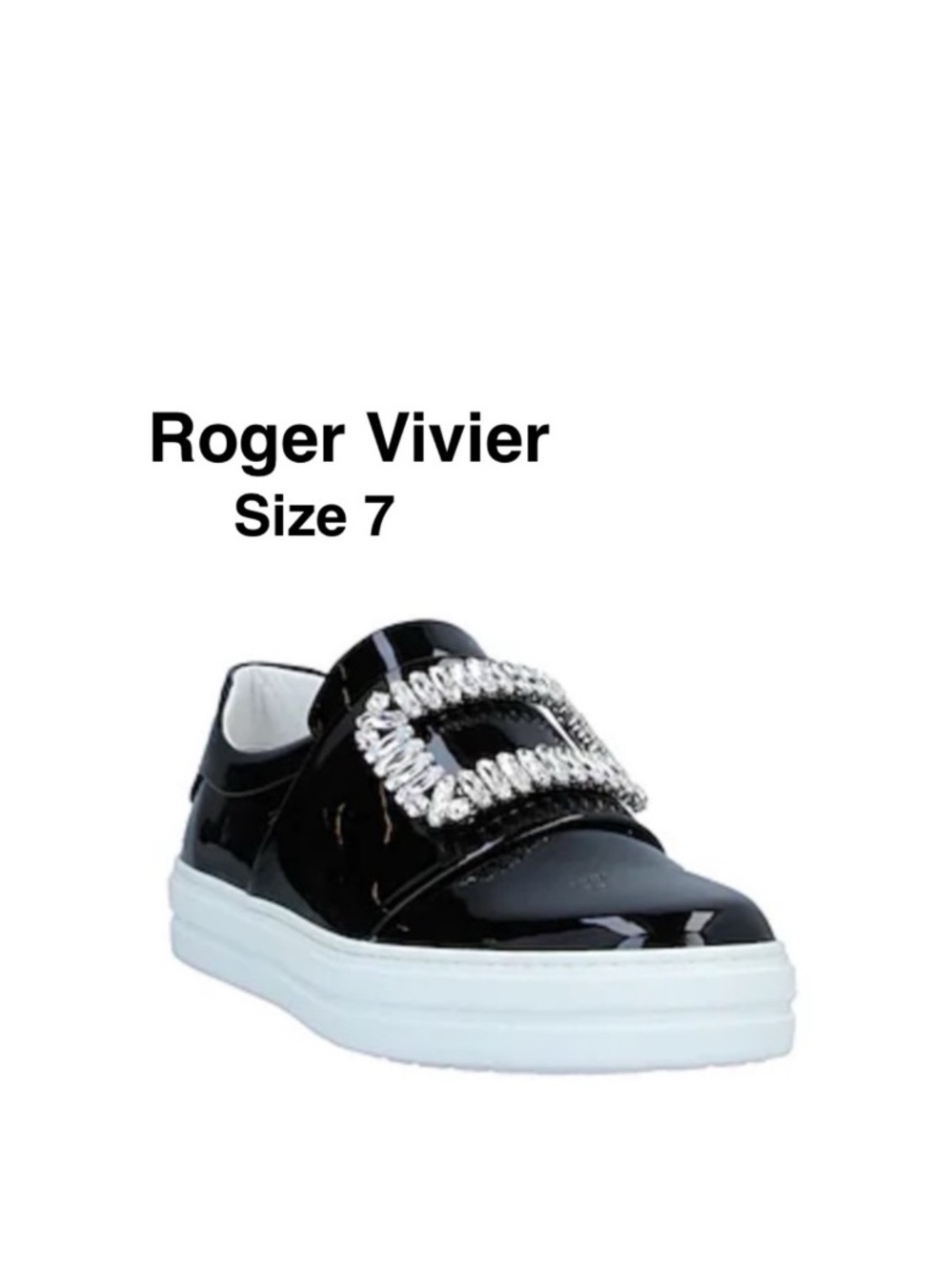 Roger Vivier Patent Strass Buckle Sneaker, Black size 7 in box with dust bag ⭐️
